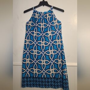 Just...Taylor Blue and White Geometric Mini Dress